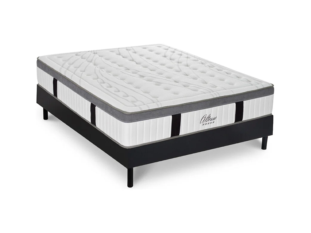 Ensemble Matelas Altesse Mousse  Accueil Mémoire - 26 cm et Kit Bois Noir - 160 x 200 cm