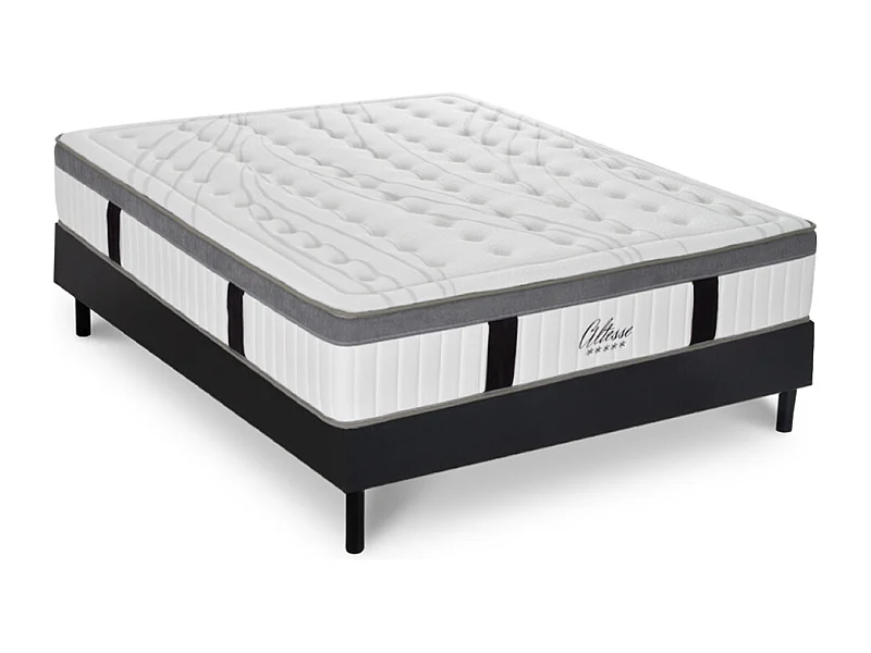 Ensemble Matelas Altesse Mousse  Accueil Mémoire - 26 cm et Kit Bois Noir - 160 x 200 cm