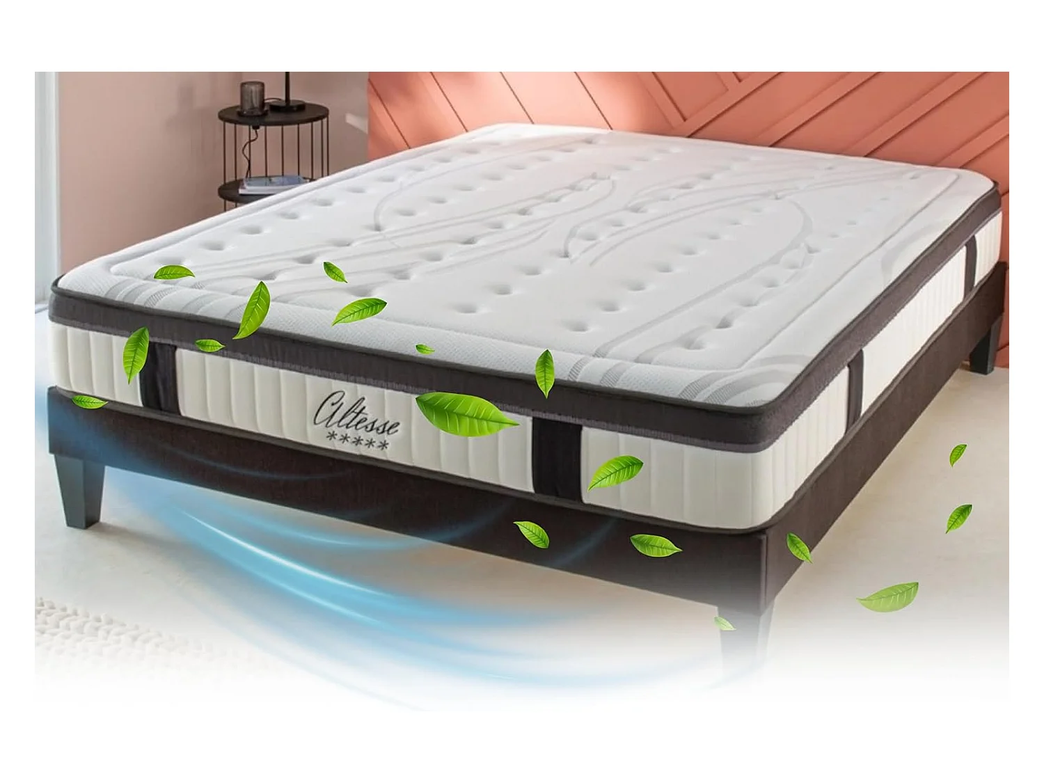 Ensemble Matelas Altesse Mousse  Accueil Mémoire de Forme Ferme et sommier en kit 140x190cm