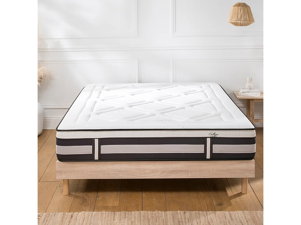 Matelas Calliope Mousse Haute densité Accueil Mémoire de forme et sommier kit bois - 90 x190 cm