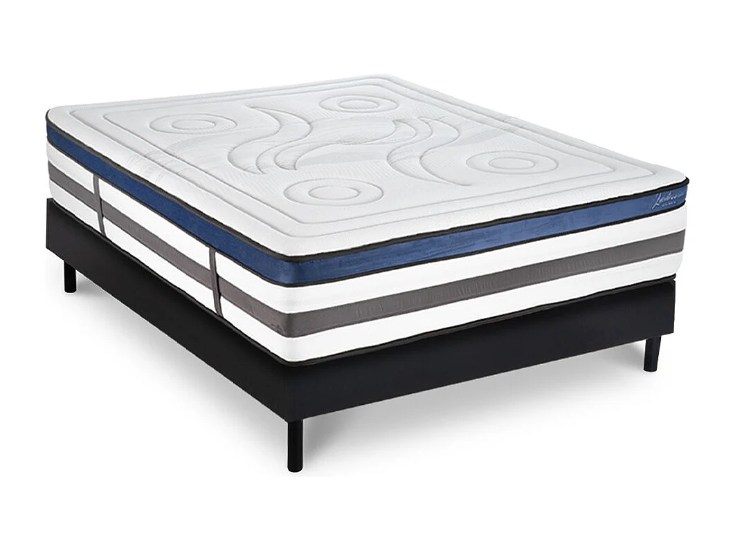 Ensemble Matelas Quintessence Mousse  Accueil Mémoire Cocooning 30cm et sommier bois - 140x190cm