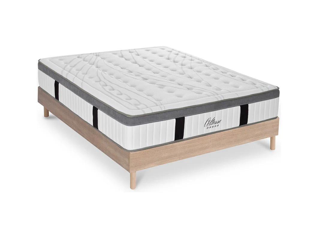 Ensemble Matelas Altesse Mousse  Accueil Mémoire - 26 cm et Sommier Kit Bois - 140 x 190 cm