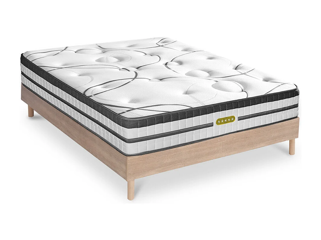 Ensemble sommier bois et Matelas Concorde Ressorts ensachés Accueil Mémoire - 26cm - 180x200cm