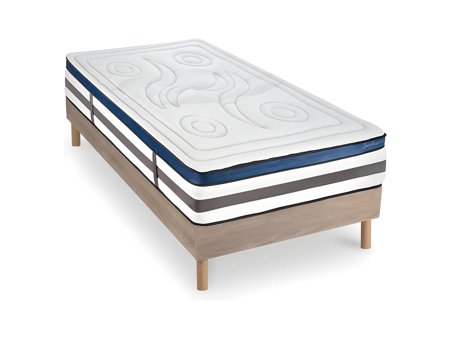 Ensemble Matelas Quintessence Mousse  Accueil Mémoire Cocooning 30cm et sommier bois 90x190cm