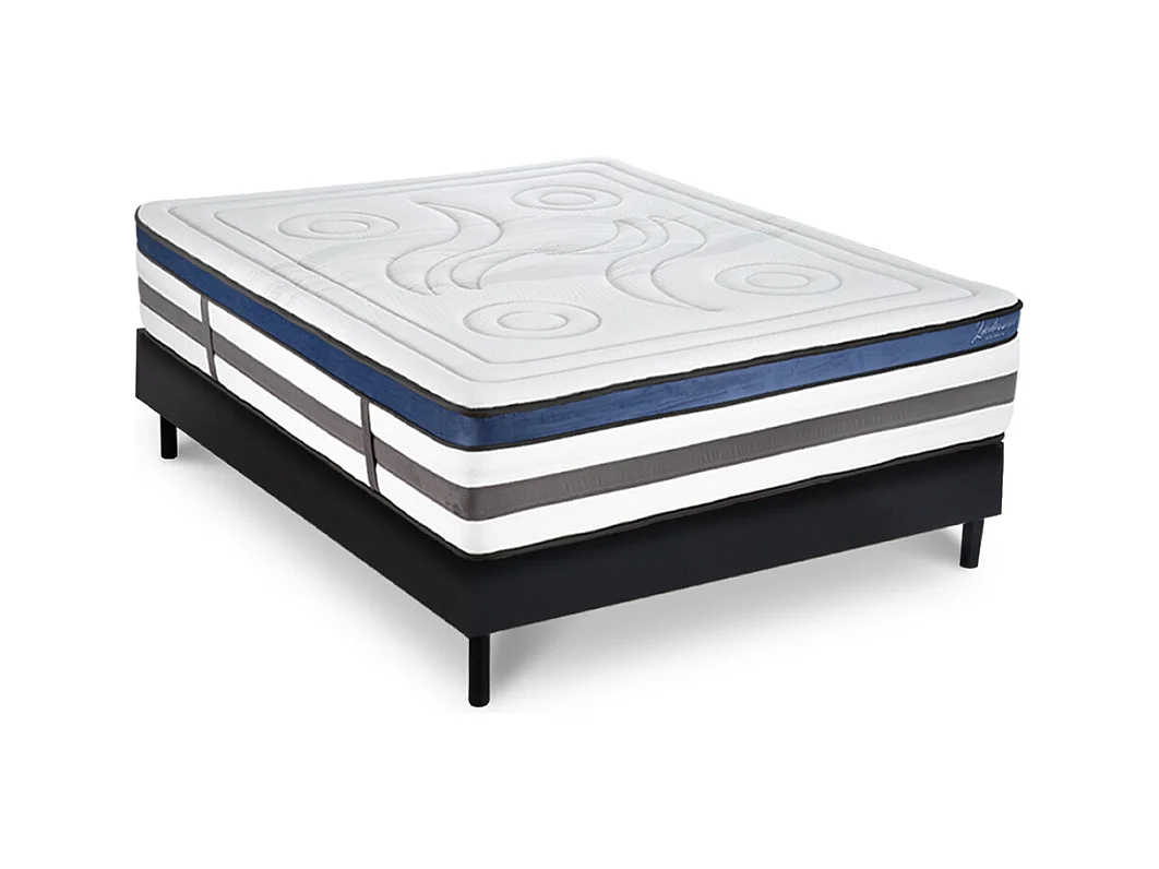 Ensemble Matelas Quintessence Mousse  Accueil Mémoire Cocooning 30cm et sommier bois - 160x200cm