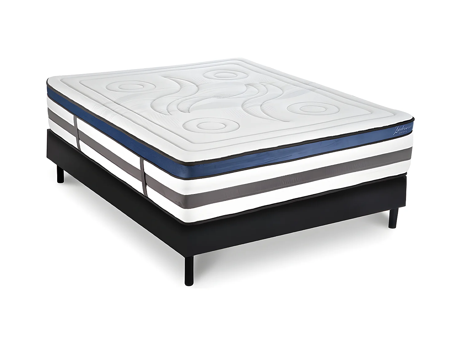 Ensemble Matelas Quintessence Mousse  Accueil Mémoire Cocooning 30cm et sommier bois - 160x200cm