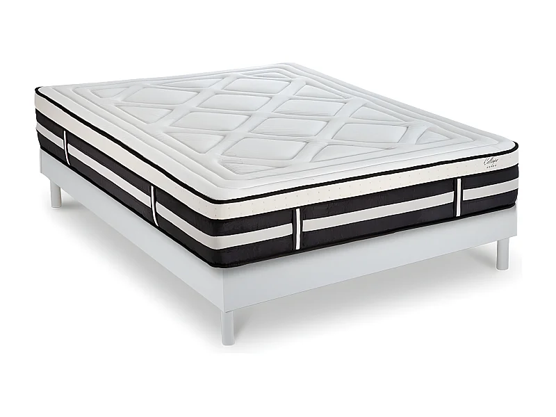 Matelas Calliope Mousse  Accueil Mémoire de forme et sommier kit bois blanc - 180 x 200 cm