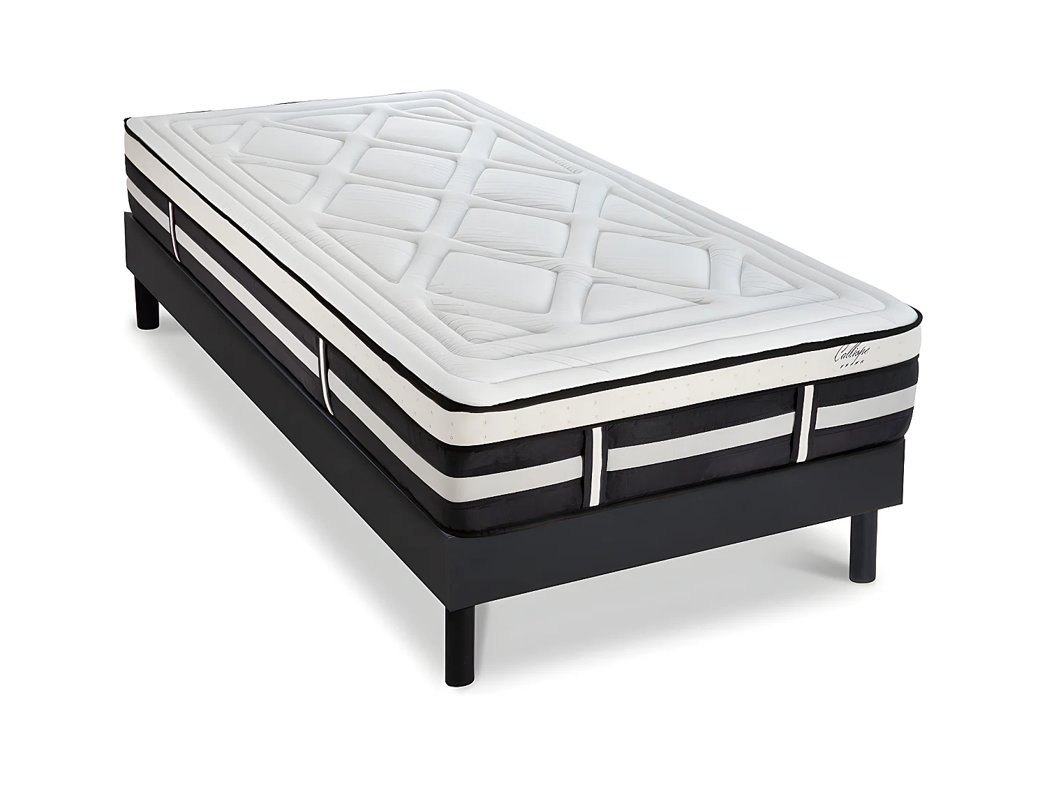Matelas Calliope Mousse Haute densité Accueil Mémoire de forme et sommier kit bois noir - 90 x200 cm