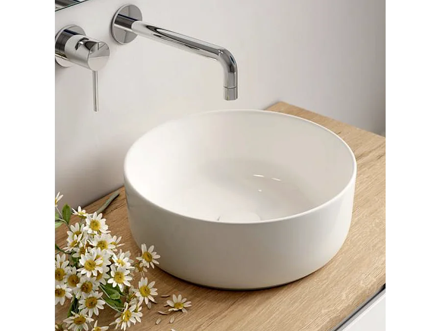 Meuble de salle de bain 120 avec plateau et vasque à poser - 2 tiroirs - tabaco (bois foncé) - LUNA