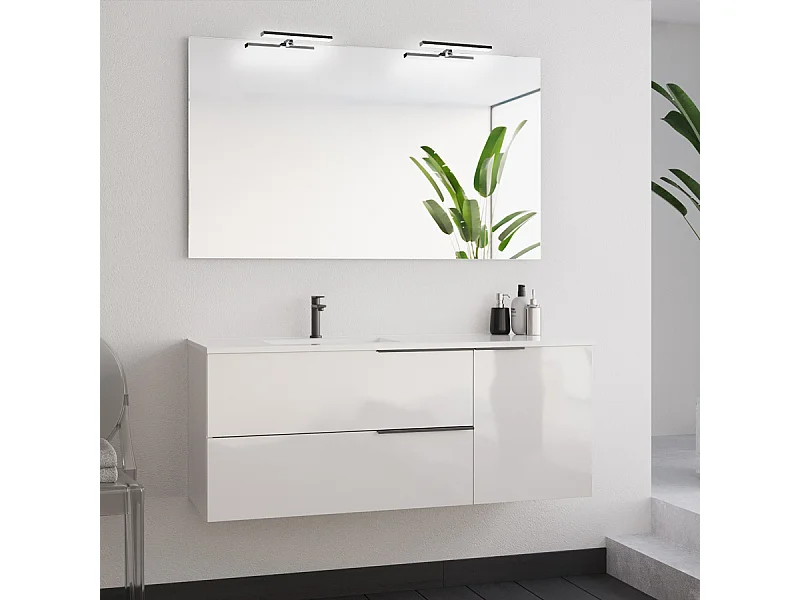 Meuble de salle de bain 120cm avec vasque déportée - 2 tiroirs- blanc - KING
