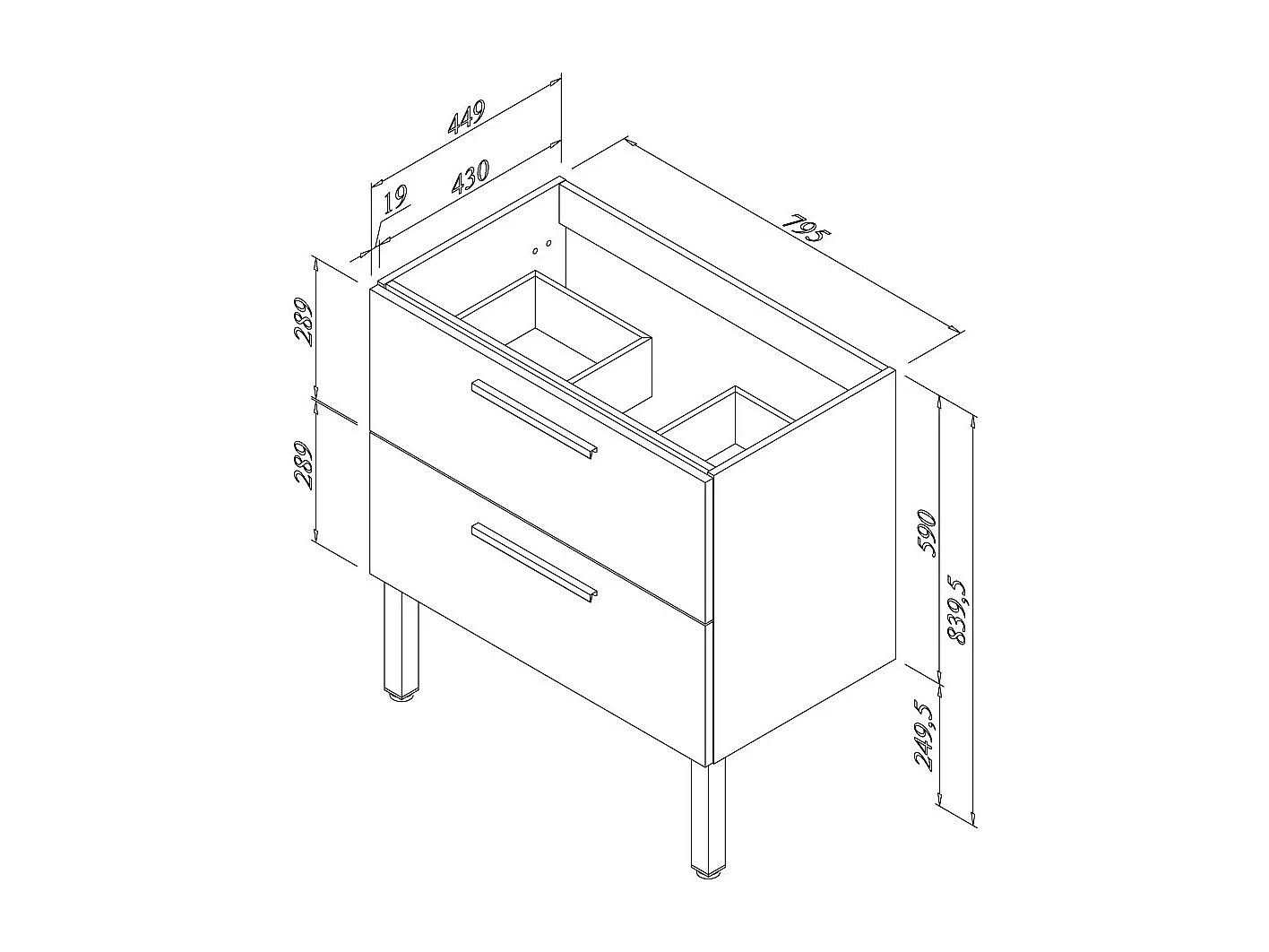 Meuble de salle de bain simple vasque - 2 tiroirs - CINTO et miroir rond led SOLEN - blanc - 80cm