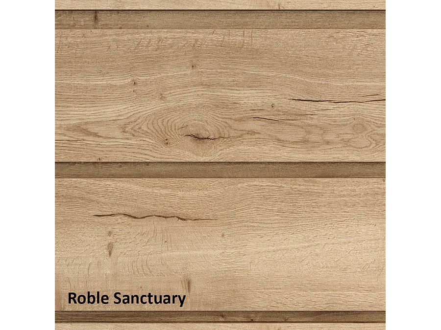 Meuble de salle de bain 120cm avec vasque à poser ronde - 4 tiroirs - sans miroir - roble sanctuary (chêne clair) - ETIO