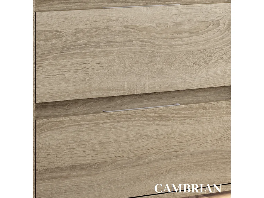 Meuble de salle de bain simple vasque - 3 tiroirs - TIRIS 3C et miroir Led VELDI - cambrian (chêne) - 100cm