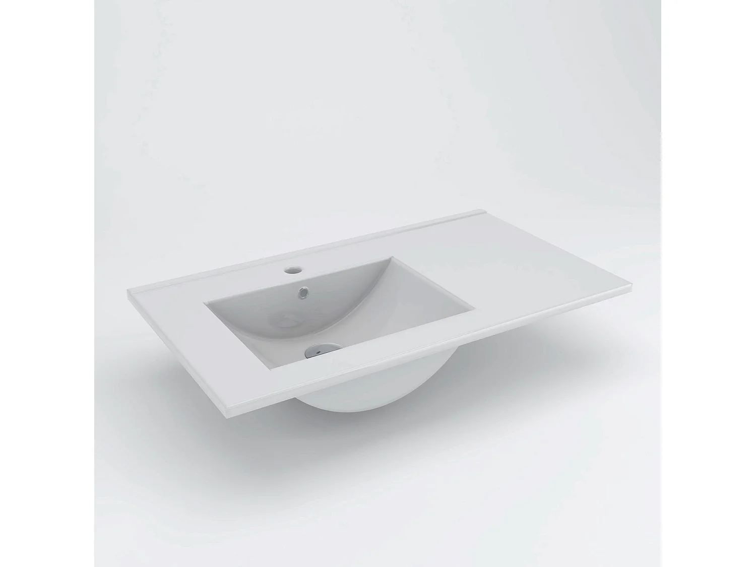 Meuble de salle de bain 100cm avec vasque déportée - 2 tiroirs - sans miroir - blanc - KING
