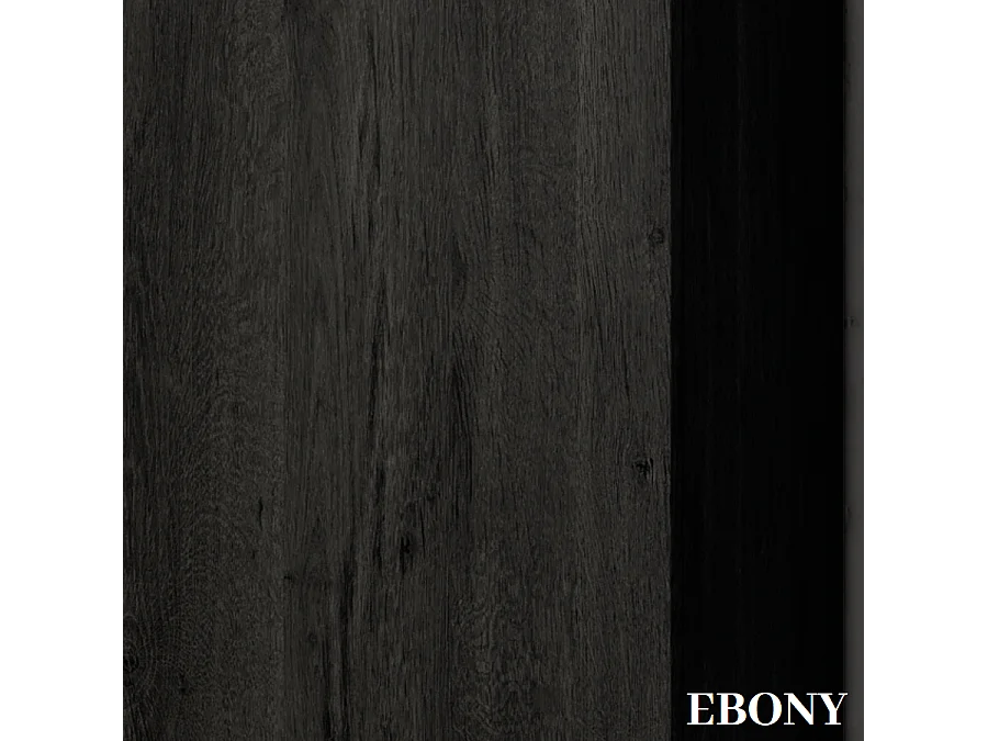 Meuble de salle de bain simple vasque - 2 tiroirs - BALEA et miroir Led VELDI - ebony (bois noir) - 60cm