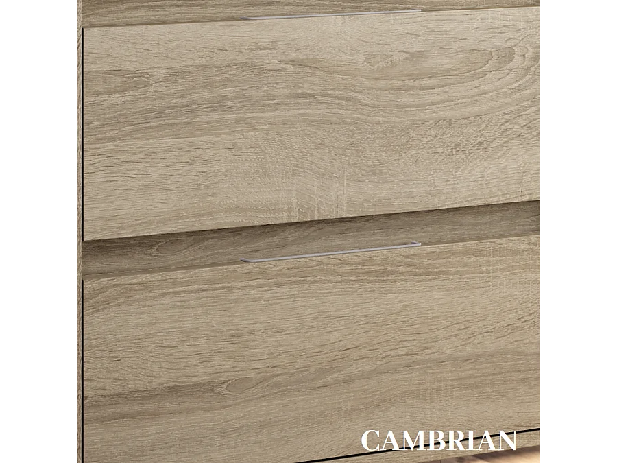 Meuble de salle de bain 80cm vasque déportée - 2 tiroirs et 2 niches - OLYMPE - cambrian (chêne)