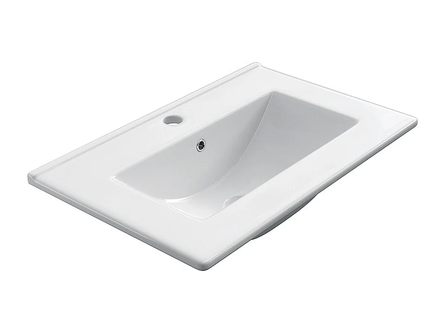 Meuble de salle de bain 60cm simple vasque - sans miroir - 2 tiroirs - blanc - IDA