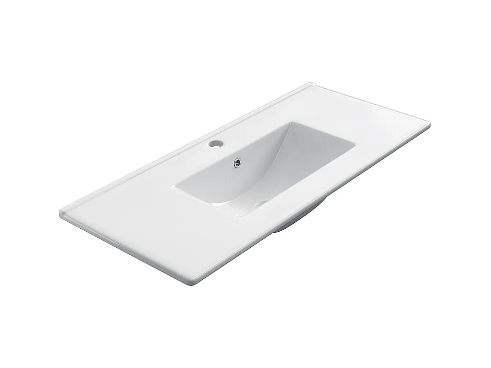 Meuble de salle de bain 100 cm vasque déportée - 2 tiroirs - PRADO - roble (chêne clair)