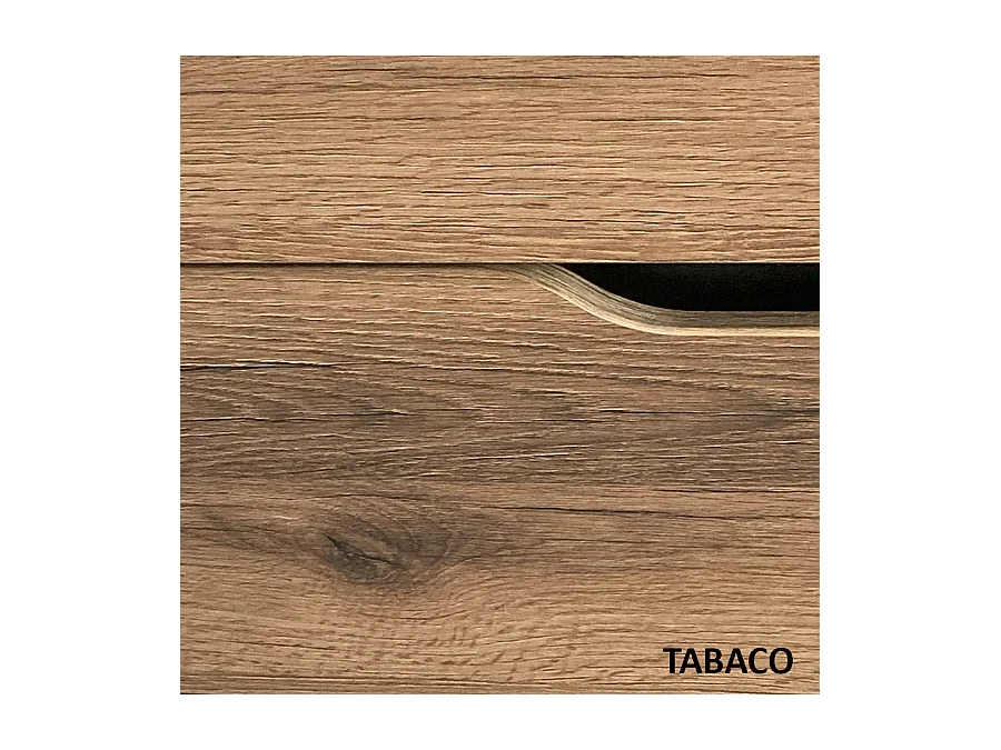 Meuble de salle de bain 90cm avec plateau et vasque à poser zeus - 3 tiroirs - tabaco (chêne foncé) - MATA