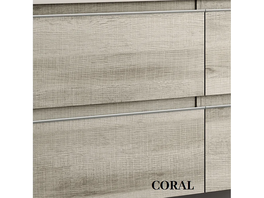 Meuble de salle de bain simple vasque -  2 tiroirs - PENA et miroir Led VELDI - Coral - 120cm