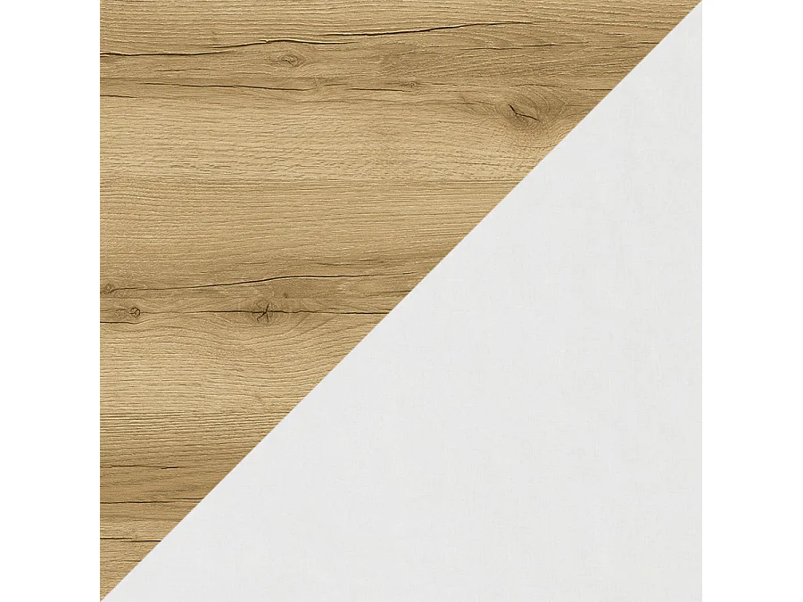 Meuble de salle de bain 90cm avec plateau miel et vasque à poser - 3 tiroirs - blanc - MATA