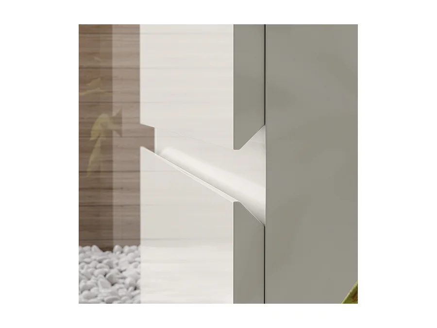 Meuble de salle de bain simple vasque - 2 tiroirs - MIG et miroir Led VELDI - blanc - 60cm