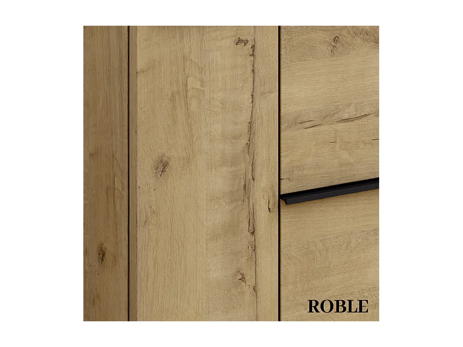 Meuble de salle de bain avec vasque à poser ronde et miroir avec armoirette KING - Roble (chêne clair) - 80cm