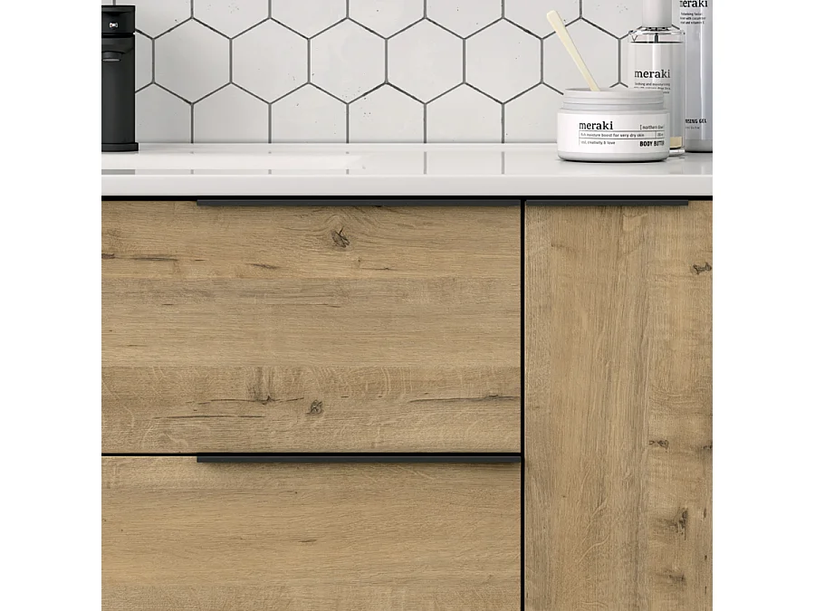 Meuble de salle de bain 100 cm vasque déportée - 2 tiroirs - KING