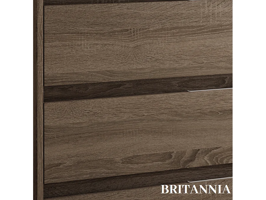 Meuble de salle de bain 80cm simple vasque - 3 tiroirs - sans miroir - TIRIS 3C - britannia (chêne foncé)