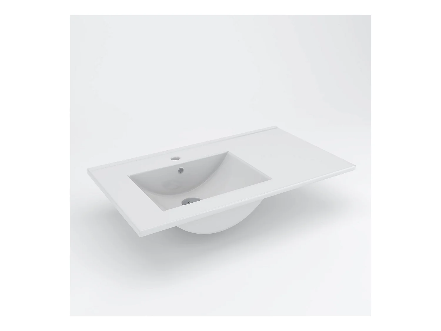 Meuble de salle de bain 120cm vasque déportée - 2 tiroirs et 2 niches - sans miroir - OLYMPE - hibernian (bois blanchi)