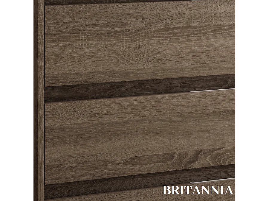 Meuble de salle de bain 80cm vasque déportée - 2 tiroirs et 2 niches - OLYMPE - britannia (chêne foncé)