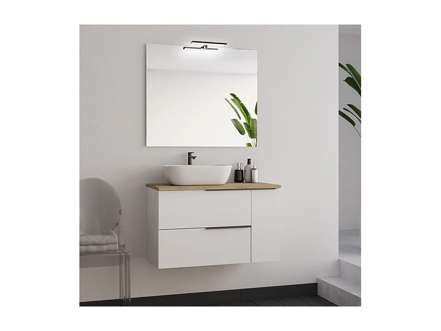 Meuble de salle de bain 80cm avec vasque à poser arrondie - sans miroir - blanc - KING