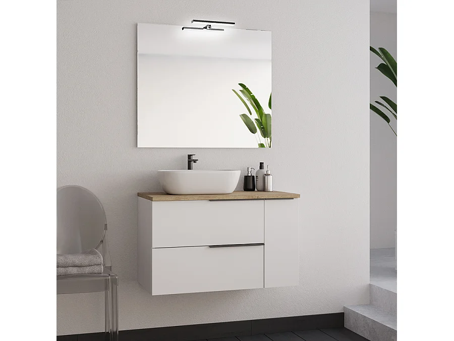 Meuble de salle de bain 80cm avec vasque à poser arrondie - sans miroir - blanc - KING
