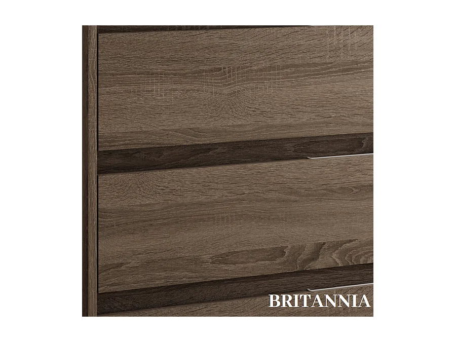 Meuble de salle de bain 80cm vasque déportée - 2 tiroirs et 2 niches - sans miroir - OLYMPE - britannia (chêne foncé)