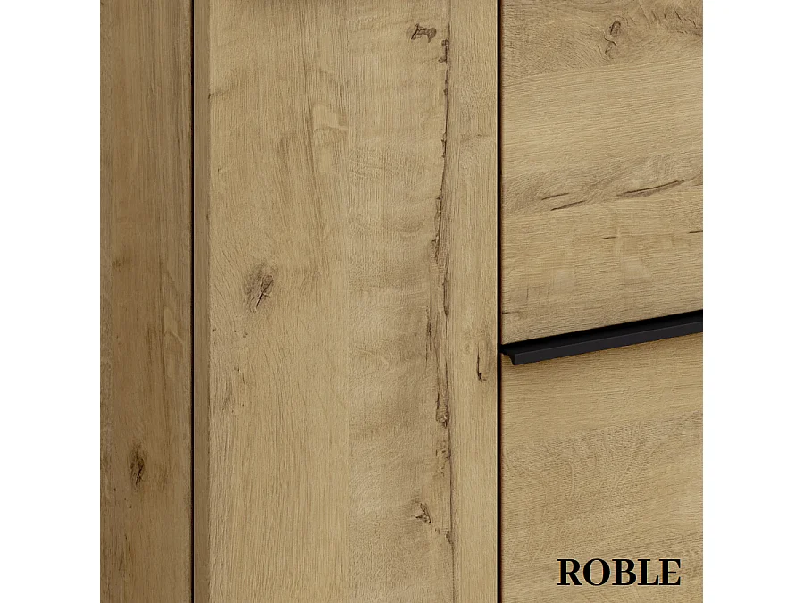 Meuble de salle de bain 80cm vasque déportée - 2 tiroirs - sans miroir - KING - Roble (chêne clair)