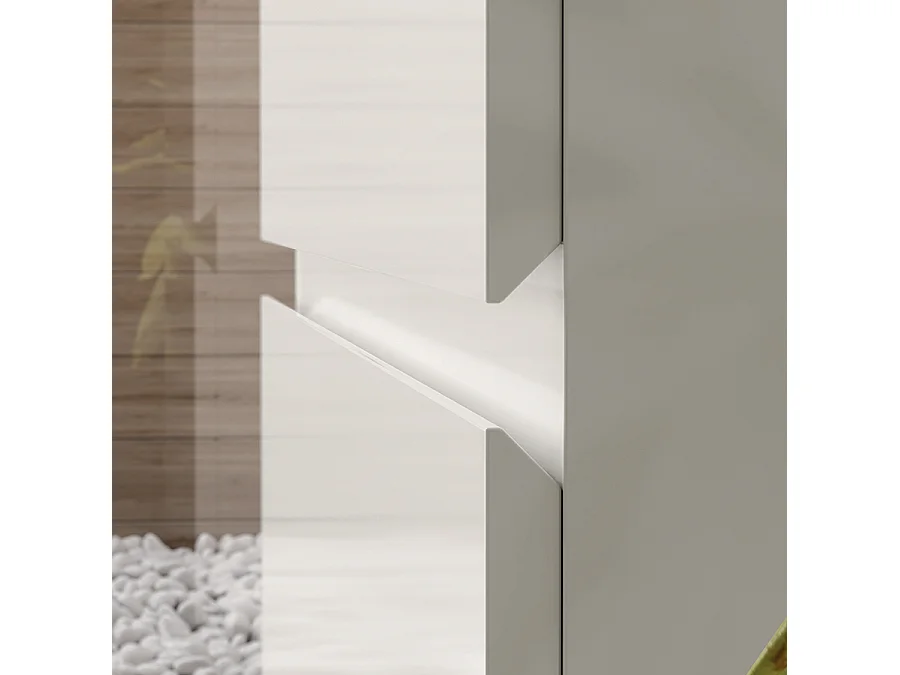 Meuble de salle de bain simple vasque - 2 tiroirs - MIG et miroir Led STAM - blanc - 70cm