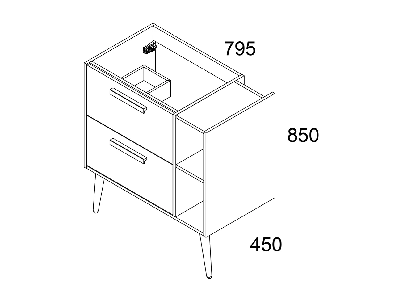 Meuble de salle de bain vasque déportée - 2 tiroirs - MALIA et miroir Led VELDI - vert olive - 80cm