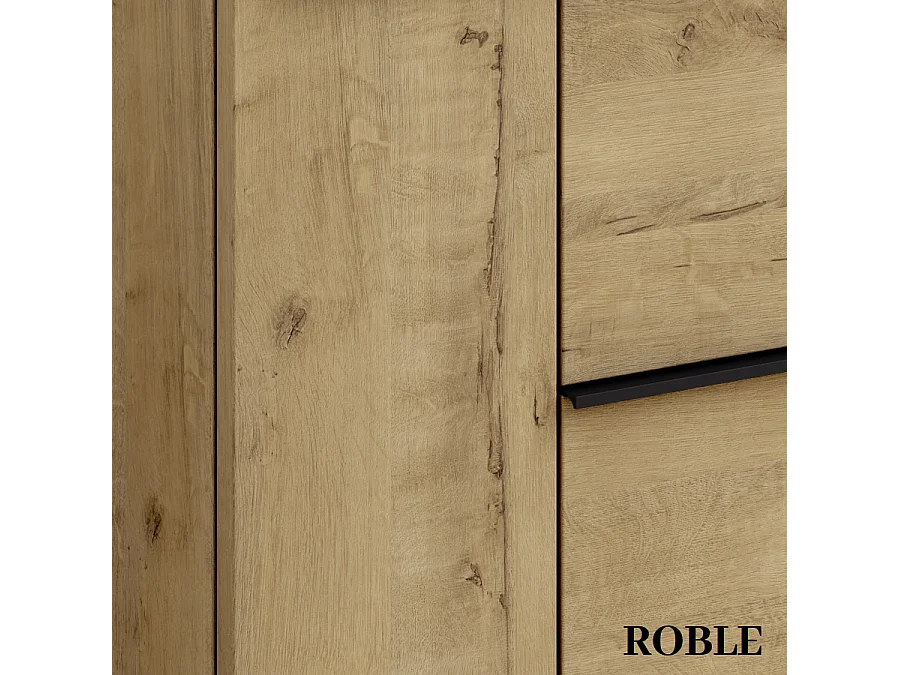 Meuble de salle de bain 100cm avec vasque à poser ronde - 2 tiroirs - sans miroir - roble (chêne clair) - KING