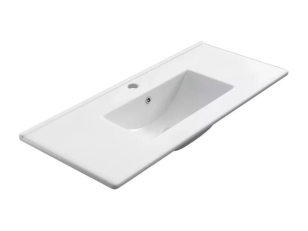 Meuble de salle de bain 100cm simple vasque - sans miroir - 2 tiroirs - tabaco (bois foncé) - LUNA