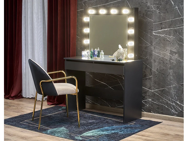 Toeletta Hollywood-S/LED/cassetti/Nero