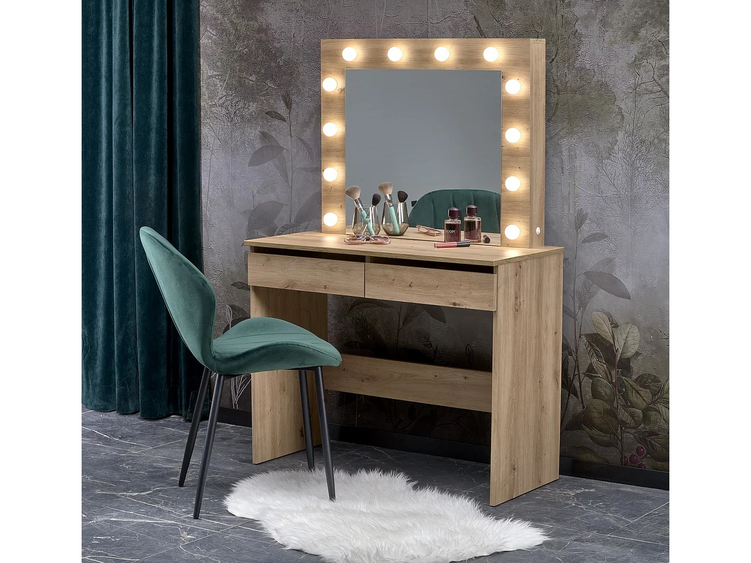 Toeletta Hollywood-S/LED/cassetti/Marrone