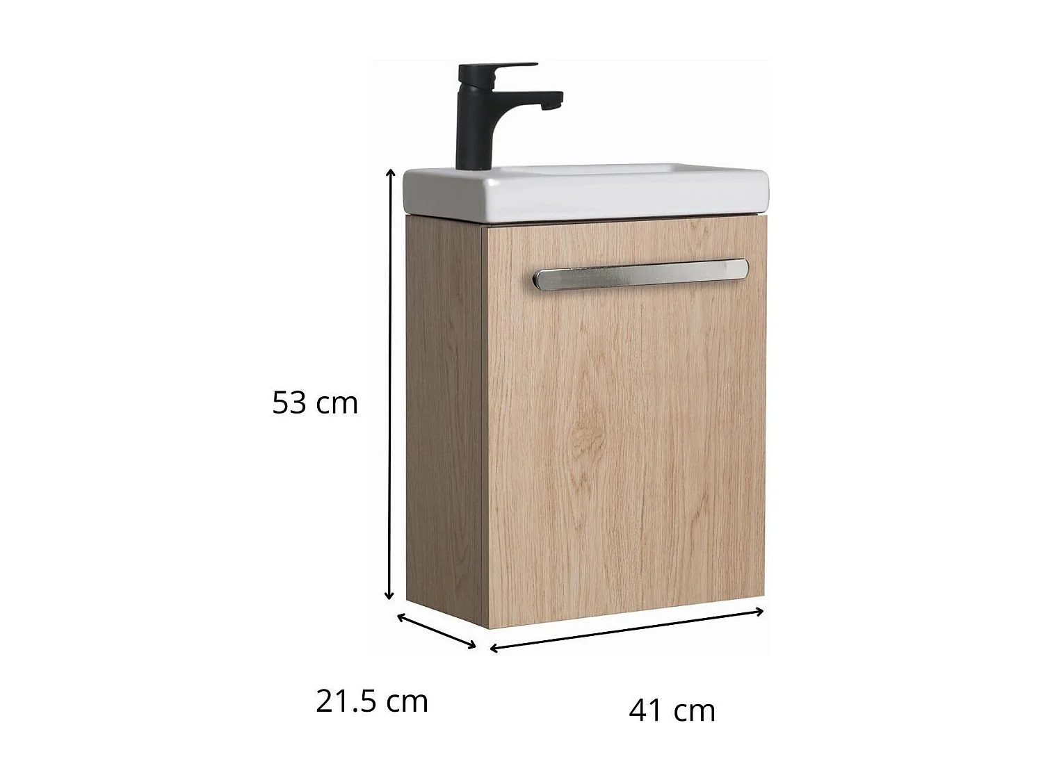 Nevada wandgemonteerde wastafelset met zwarte kraan