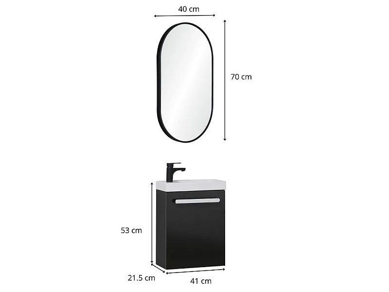 Ensemble lave-mains suspendu NEVADA avec miroir ovale