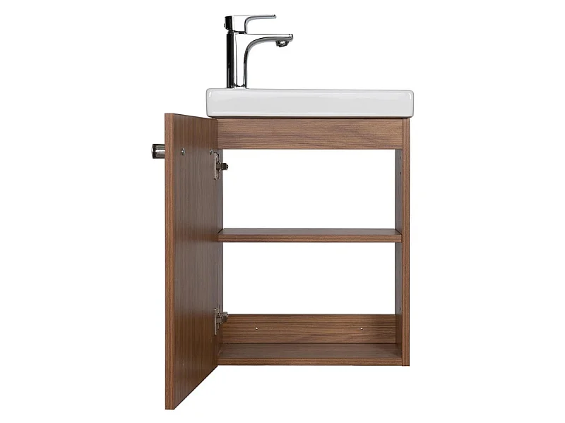 Set lavabo sospeso Nevada con rubinetto nero e specchio ovale