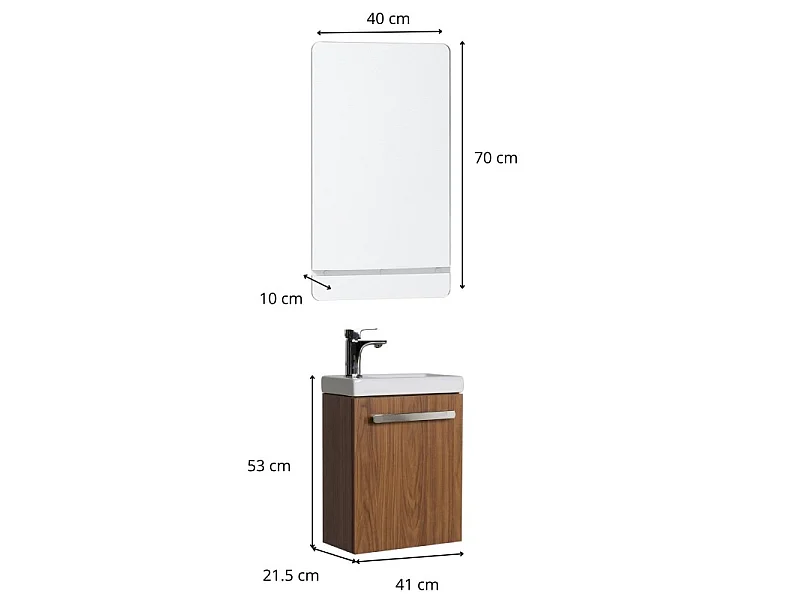 Set lavabo sospeso Nevada con rubinetto e specchio