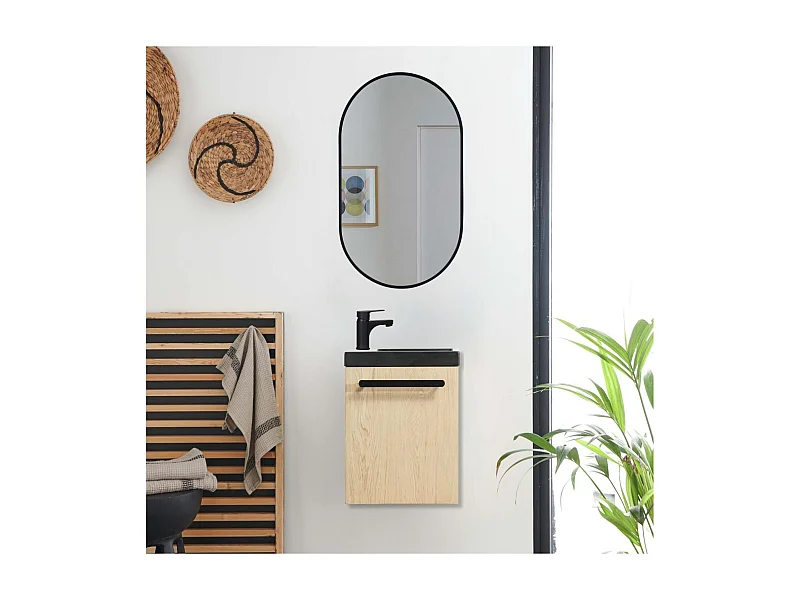Conjunto de lavabo de pared Nevada con espejo ovalado