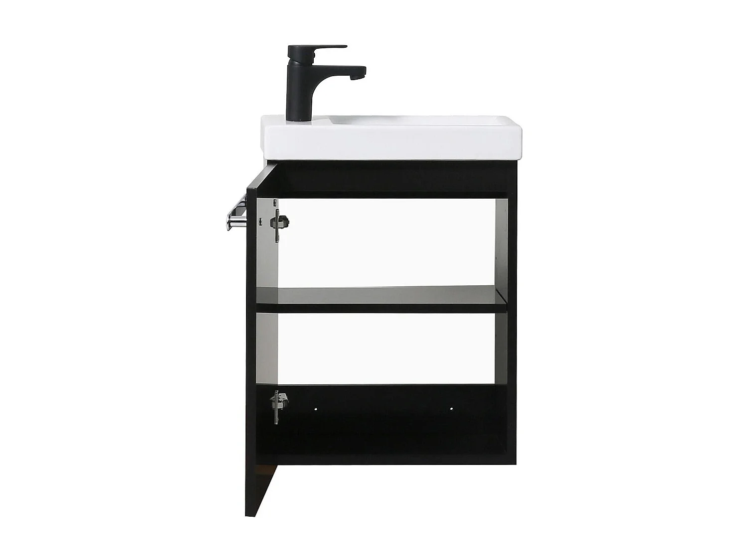 Nevada wandwastafelset met zwarte kraan en ovale spiegel