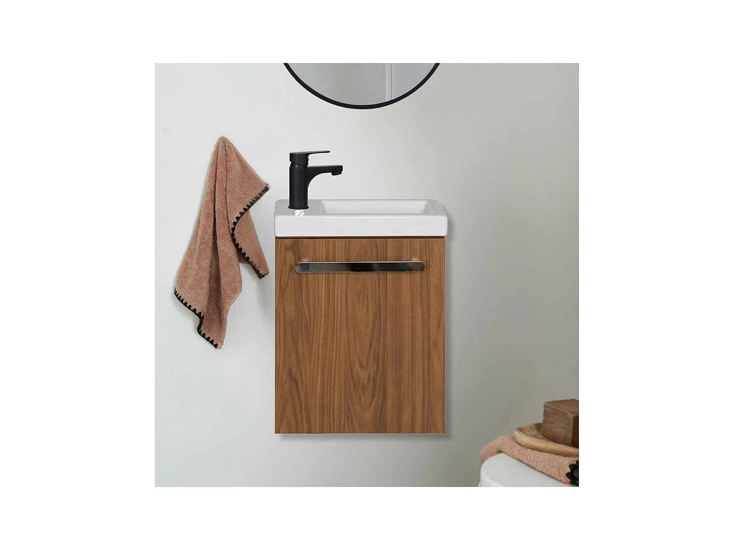 Conjunto de lavabo de pared Nevada con grifo negro