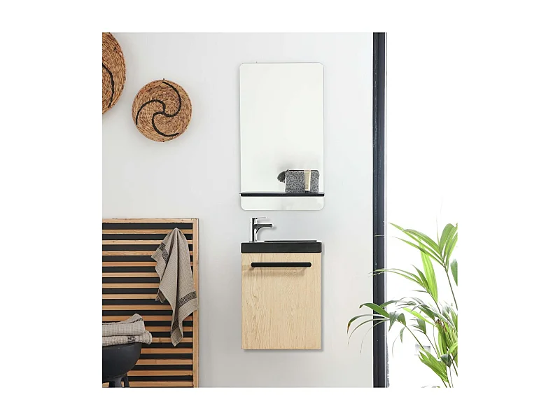 Set lavabo sospeso Nevada con rubinetto e specchio