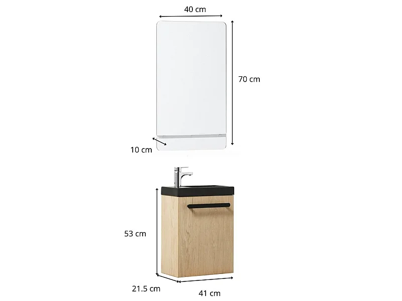 Ensemble lave-mains suspendu NEVADA avec robinet et miroir